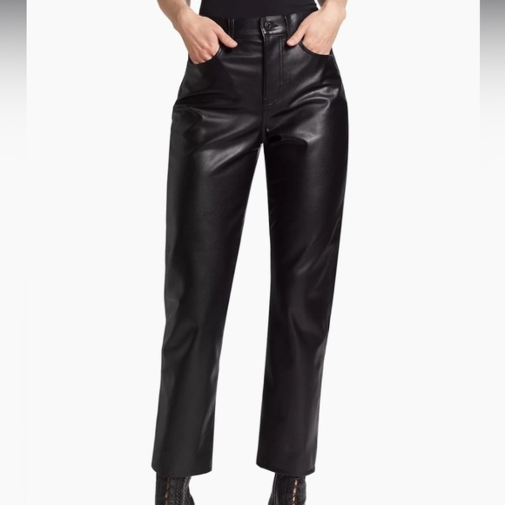 Veronica Beard Jeans Joey Vegan Leather Straight-Leg Pants